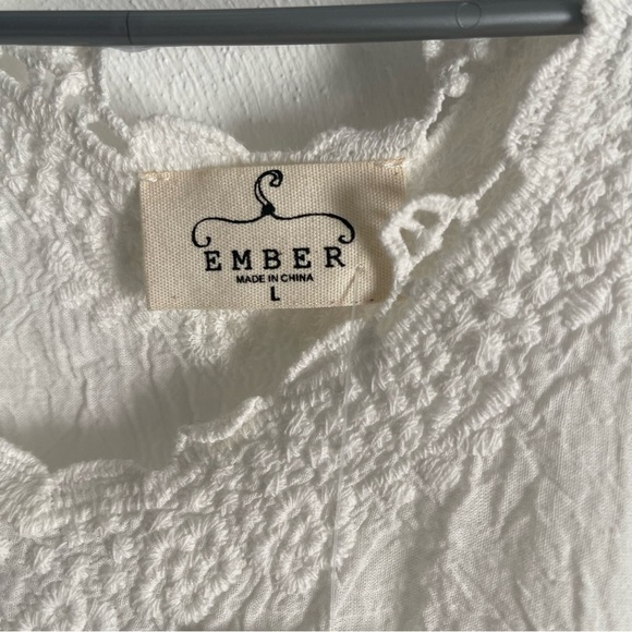 NWT Ember woman’s lace top off white embroidered size large boho chic romantic - Picture 8 of 15